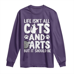 Life Is Not All Cats And Darts But It Should Be Long Sleeve Shirt Funny Dartist Gift TS12 Purple Print Your Wear