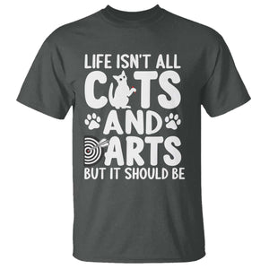 Life Is Not All Cats And Darts But It Should Be T Shirt Funny Dartist Gift TS12 Dark Heather Print Your Wear