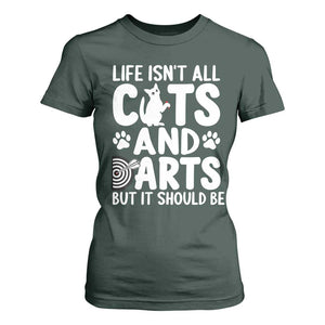 Life Is Not All Cats And Darts But It Should Be T Shirt For Women Funny Dartist Gift TS12 Dark Forest Green Print Your Wear