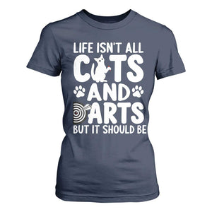 Life Is Not All Cats And Darts But It Should Be T Shirt For Women Funny Dartist Gift TS12 Navy Print Your Wear
