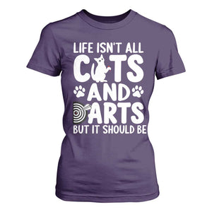 Life Is Not All Cats And Darts But It Should Be T Shirt For Women Funny Dartist Gift TS12 Purple Print Your Wear