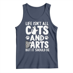 Life Is Not All Cats And Darts But It Should Be Tank Top Funny Dartist Gift TS12 Navy Print Your Wear