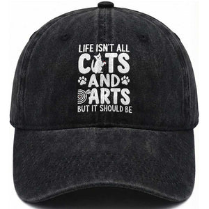 Life Is Not All Cats And Darts But It Should Be Washed Cotton Baseball Cap Funny Dartist Gift TS12 Print Your Wear
