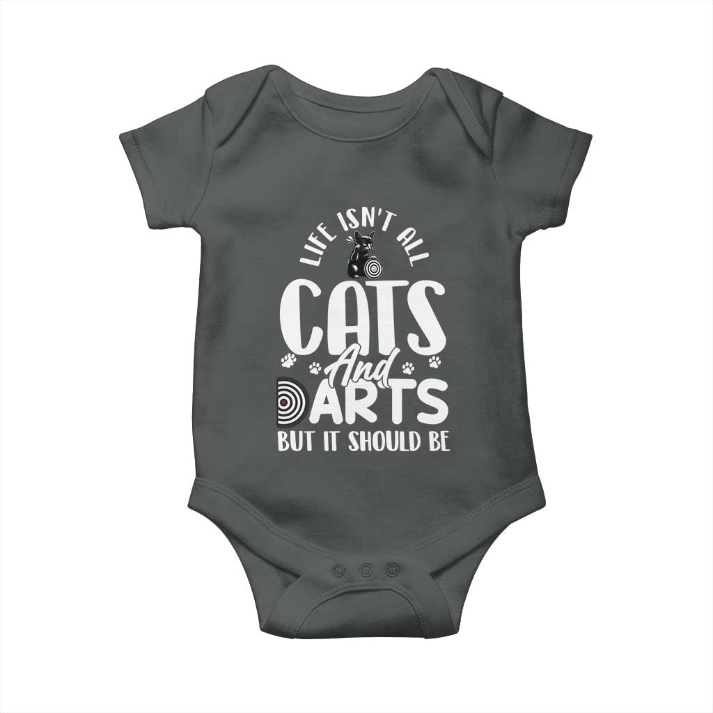 Kitty Lover Dartist Gift Baby Onesie Life Should Be Cats And Darts TS12 Dark Heather Print Your Wear