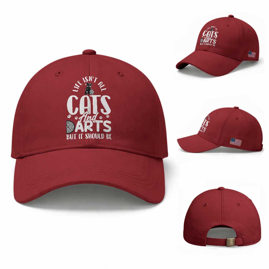 Kitty Lover Dartist Gift Baseball Cap Life Should Be Cats And Darts TS12 Baseball Cap Universal Fit Cherry Red Print Your Wear