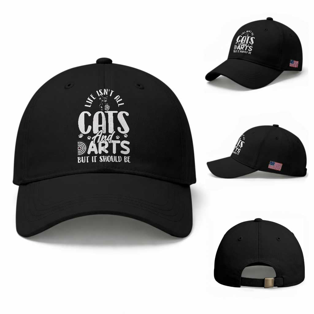 Kitty Lover Dartist Gift Baseball Cap Life Should Be Cats And Darts TS12 Baseball Cap Universal Fit Black Print Your Wear