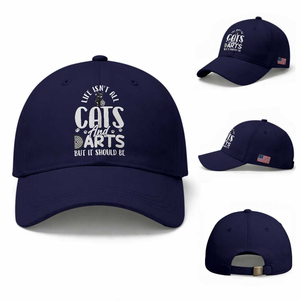 Kitty Lover Dartist Gift Baseball Cap Life Should Be Cats And Darts TS12 Baseball Cap Universal Fit Dark Blue Print Your Wear