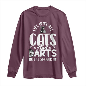 Kitty Lover Dartist Gift Long Sleeve Shirt Life Should Be Cats And Darts TS12 Maroon Print Your Wear
