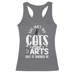 Kitty Lover Dartist Gift Racerback Tank Top Life Should Be Cats And Darts TS12 Charcoal Print Your Wear