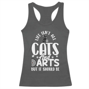 Kitty Lover Dartist Gift Racerback Tank Top Life Should Be Cats And Darts TS12 Dark Heather Print Your Wear
