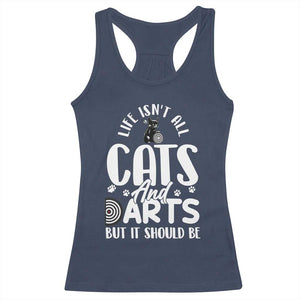 Kitty Lover Dartist Gift Racerback Tank Top Life Should Be Cats And Darts TS12 Navy Print Your Wear