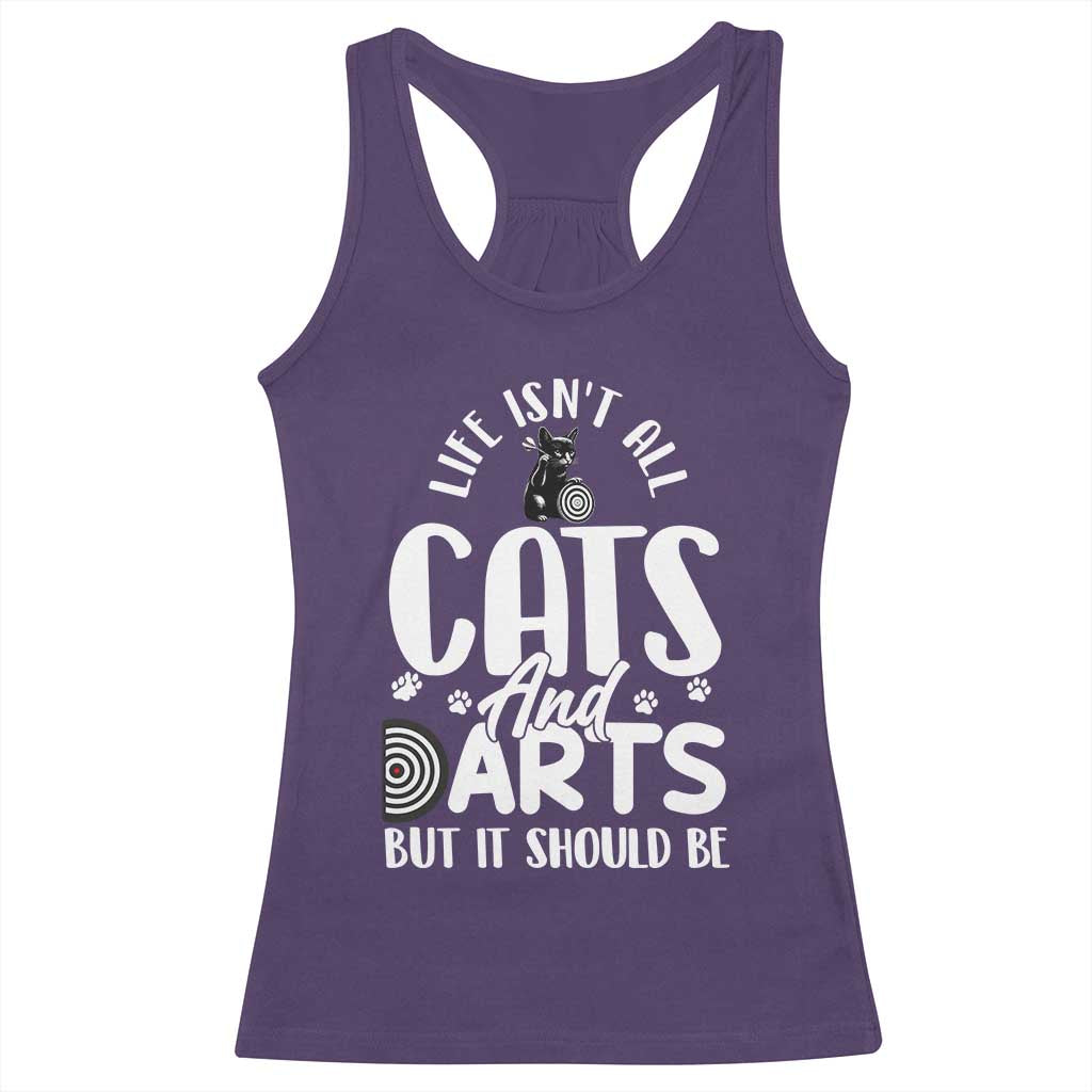 Kitty Lover Dartist Gift Racerback Tank Top Life Should Be Cats And Darts TS12 Purple Print Your Wear