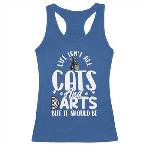 Kitty Lover Dartist Gift Racerback Tank Top Life Should Be Cats And Darts TS12 Royal Blue Print Your Wear