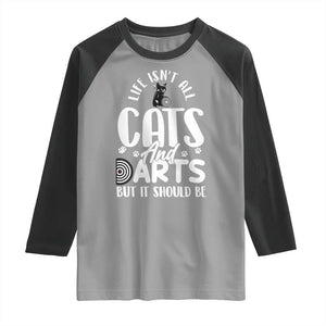 Kitty Lover Dartist Gift Raglan Shirt Life Should Be Cats And Darts TS12 Sport Gray Black Print Your Wear