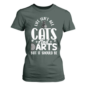 Kitty Lover Dartist Gift T Shirt For Women Life Should Be Cats And Darts TS12 Dark Forest Green Print Your Wear