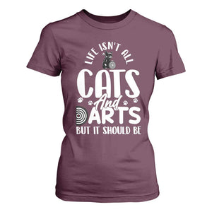 Kitty Lover Dartist Gift T Shirt For Women Life Should Be Cats And Darts TS12 Maroon Print Your Wear