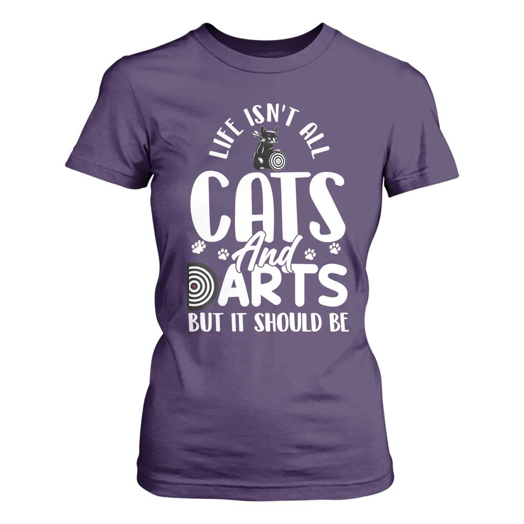 Kitty Lover Dartist Gift T Shirt For Women Life Should Be Cats And Darts TS12 Purple Print Your Wear