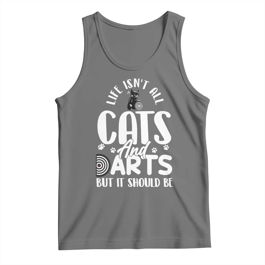 Kitty Lover Dartist Gift Tank Top Life Should Be Cats And Darts TS12 Black Heather Print Your Wear