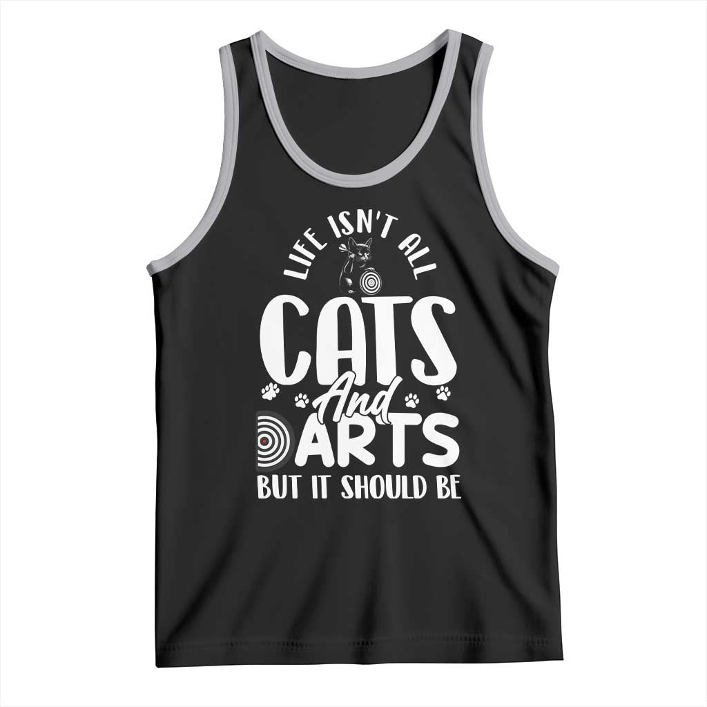 Kitty Lover Dartist Gift Tank Top Life Should Be Cats And Darts TS12 Black Athletic Heather Print Your Wear