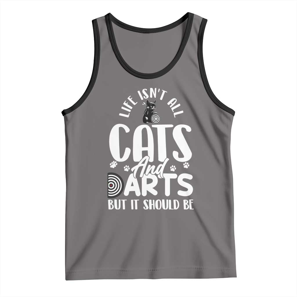 Kitty Lover Dartist Gift Tank Top Life Should Be Cats And Darts TS12 Deep Heather Black Print Your Wear