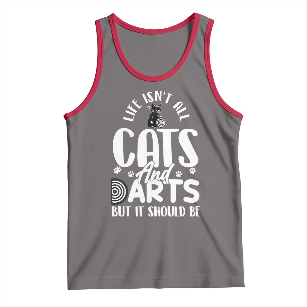Kitty Lover Dartist Gift Tank Top Life Should Be Cats And Darts TS12 Deep Heather Red Print Your Wear