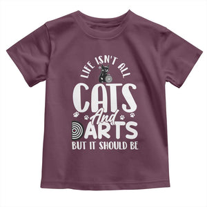 Kitty Lover Dartist Gift Toddler T Shirt Life Should Be Cats And Darts TS12 Maroon Print Your Wear