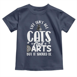 Kitty Lover Dartist Gift Toddler T Shirt Life Should Be Cats And Darts TS12 Navy Print Your Wear