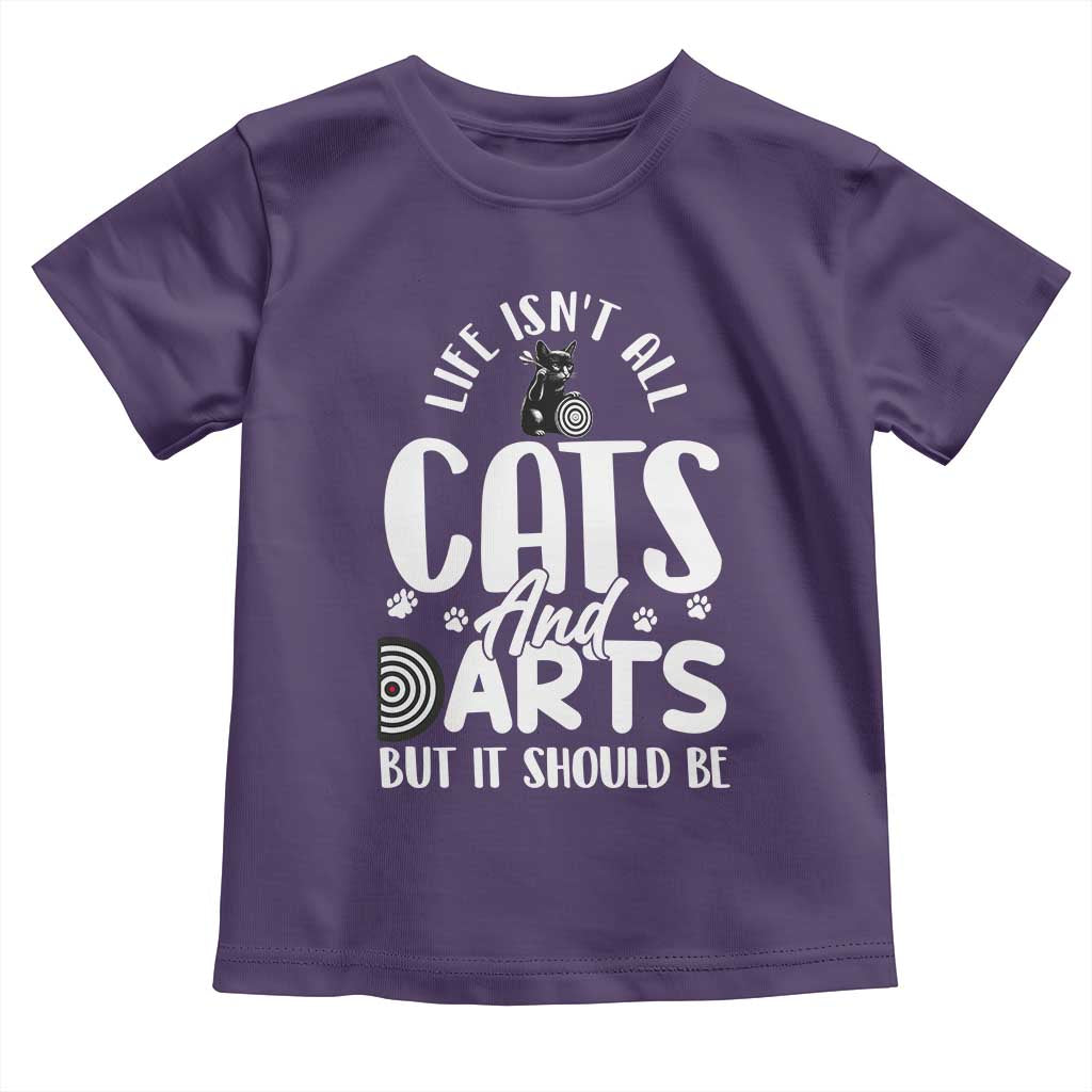 Kitty Lover Dartist Gift Toddler T Shirt Life Should Be Cats And Darts TS12 Purple Print Your Wear