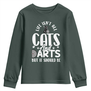 Kitty Lover Dartist Gift Youth Sweatshirt Life Should Be Cats And Darts TS12 Dark Forest Green Print Your Wear