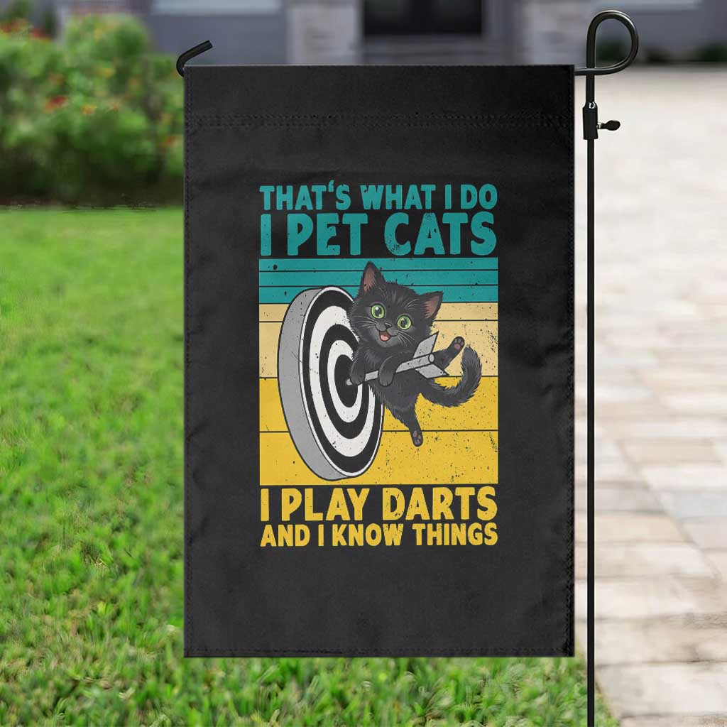 Funny Retro Sunset Cat Darts Garden Flag I Pet Cats I Play Darts And I Know Things TS12 Print Your Wear