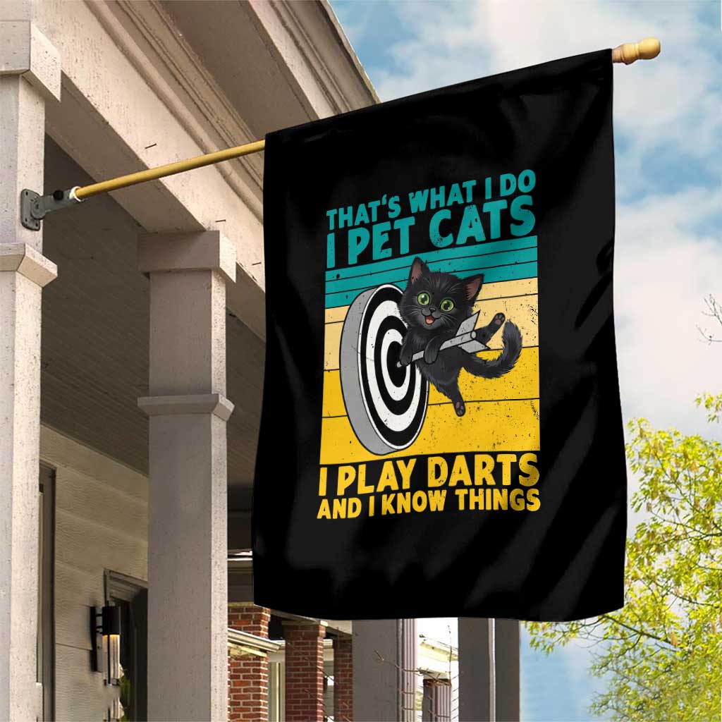 Funny Retro Sunset Cat Darts Garden Flag I Pet Cats I Play Darts And I Know Things TS12 Print Your Wear