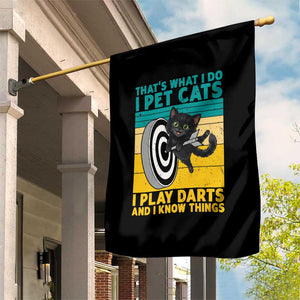 Funny Retro Sunset Cat Darts Garden Flag I Pet Cats I Play Darts And I Know Things TS12 Print Your Wear