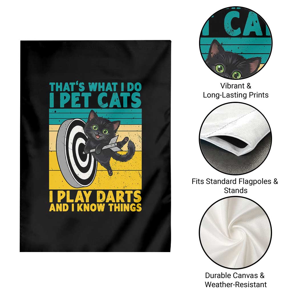 Funny Retro Sunset Cat Darts Garden Flag I Pet Cats I Play Darts And I Know Things TS12 Print Your Wear
