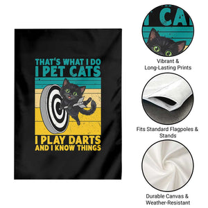 Funny Retro Sunset Cat Darts Garden Flag I Pet Cats I Play Darts And I Know Things TS12 Print Your Wear
