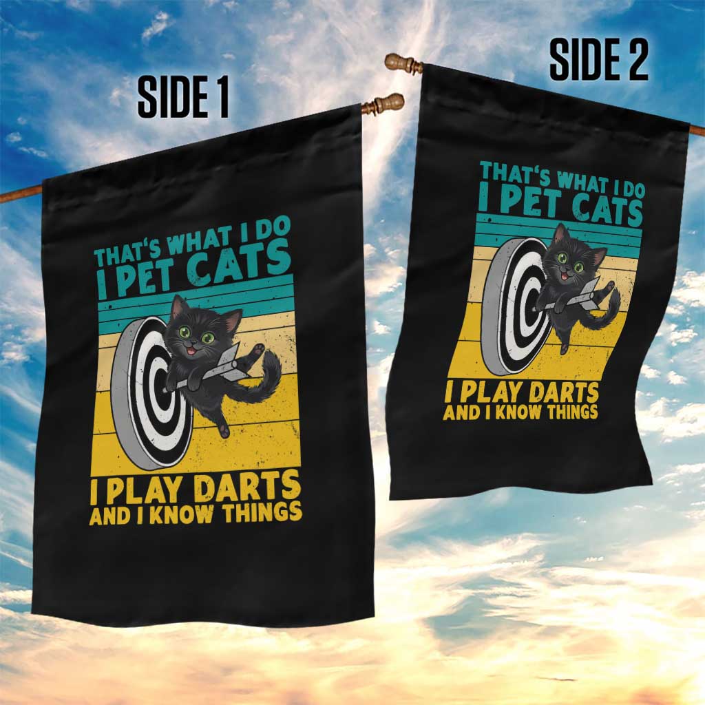 Funny Retro Sunset Cat Darts Garden Flag I Pet Cats I Play Darts And I Know Things TS12 Print Your Wear