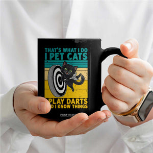 Funny Retro Sunset Cat Darts Coffee Mug I Pet Cats I Play Darts And I Know Things TS12 Print Your Wear