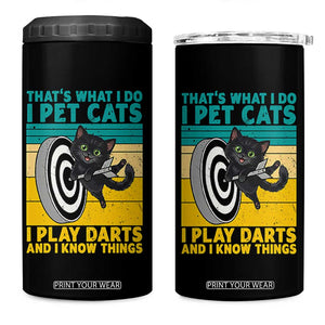 Funny Retro Sunset Cat Darts 4 in 1 Can Cooler Tumbler I Pet Cats I Play Darts And I Know Things TS12 One Size: 16 oz Black Print Your Wear