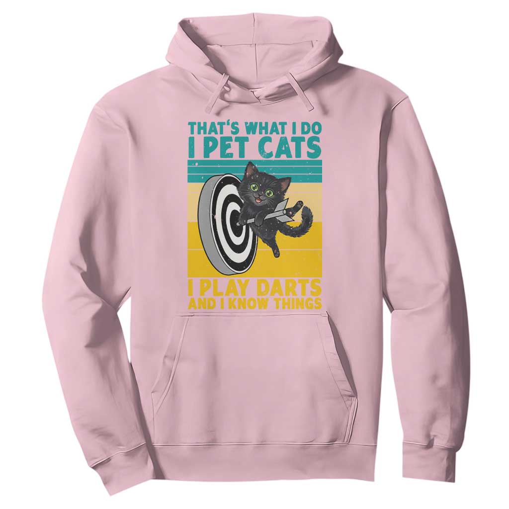 Funny Retro Sunset Cat Darts Hoodie I Pet Cats I Play Darts And I Know Things TS12 Light Pink Print Your Wear