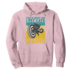 Funny Retro Sunset Cat Darts Hoodie I Pet Cats I Play Darts And I Know Things TS12 Light Pink Print Your Wear