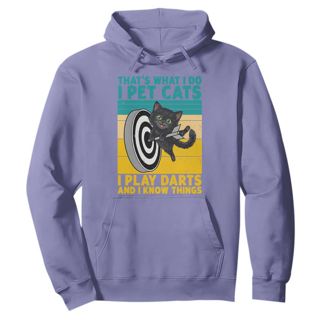 Funny Retro Sunset Cat Darts Hoodie I Pet Cats I Play Darts And I Know Things TS12 Violet Print Your Wear