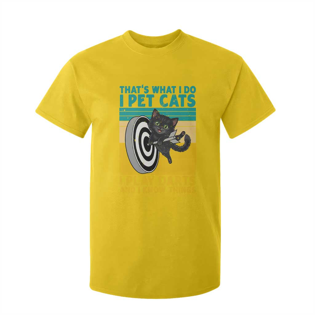 Funny Retro Sunset Cat Darts T Shirt For Kid I Pet Cats I Play Darts And I Know Things TS12 Daisy Print Your Wear
