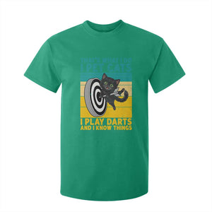 Funny Retro Sunset Cat Darts T Shirt For Kid I Pet Cats I Play Darts And I Know Things TS12 Irish Green Print Your Wear