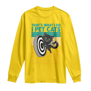 Funny Retro Sunset Cat Darts Long Sleeve Shirt I Pet Cats I Play Darts And I Know Things TS12 Daisy Print Your Wear