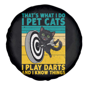 Funny Retro Sunset Cat Darts Spare Tire Cover I Pet Cats I Play Darts And I Know Things TS12 Print Your Wear