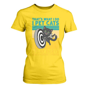 Funny Retro Sunset Cat Darts T Shirt For Women I Pet Cats I Play Darts And I Know Things TS12 Daisy Print Your Wear