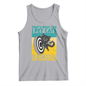 Funny Retro Sunset Cat Darts Tank Top I Pet Cats I Play Darts And I Know Things TS12 Athletic Heather Print Your Wear