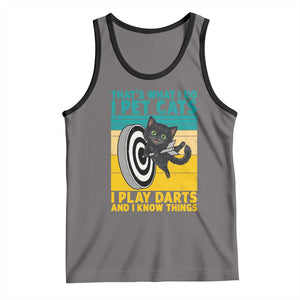 Funny Retro Sunset Cat Darts Tank Top I Pet Cats I Play Darts And I Know Things TS12 Deep Heather Black Print Your Wear