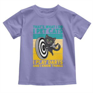 Funny Retro Sunset Cat Darts Toddler T Shirt I Pet Cats I Play Darts And I Know Things TS12 Violet Print Your Wear