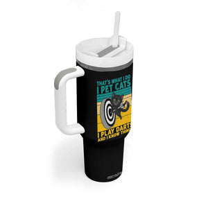 Funny Retro Sunset Cat Darts Tumbler With Handle I Pet Cats I Play Darts And I Know Things TS12 Print Your Wear