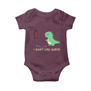 Funny Dinosaur Dartist Player Gift Baby Onesie I Do Not Like Darts TS12 Maroon Print Your Wear
